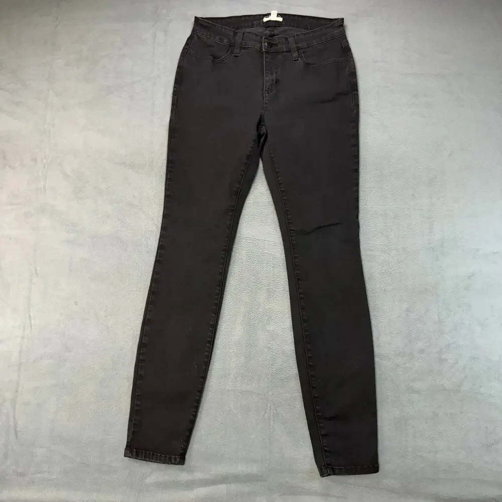 Eileen‎ Fisher Jeans Skinny Straight Women Size 8 Black Gray Faded Stretch Hip